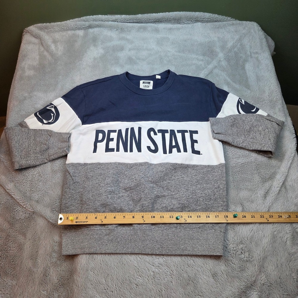 Vintage PSU Tailgate Penn State Sweatshirt Mens Small Blue White Gray Colorblock